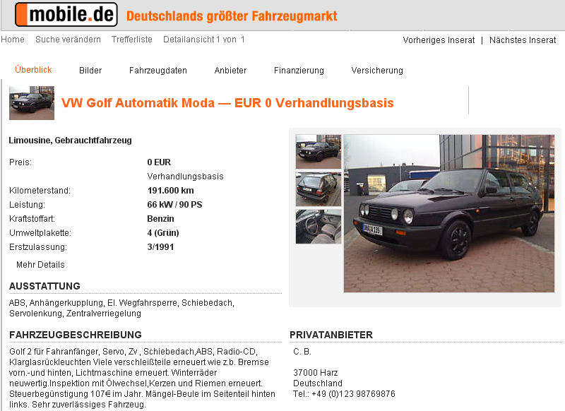 Elektrischer Fensterheber vorn rechts VW Golf 2 CL GL GT GTI 16V